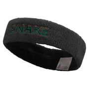 Two Tone Snake Text Embroidered Head Bands Terry - Black OSFM