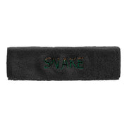 Two Tone Snake Text Embroidered Head Bands Terry - Black OSFM