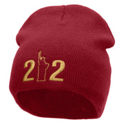 212 Embroidered 8 inch Acrylic Short Blank Beanie - Red OSFM