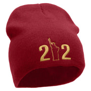 212 Embroidered 8 inch Acrylic Short Blank Beanie - Red OSFM