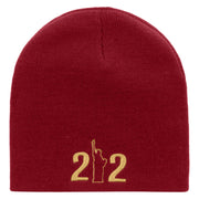 212 Embroidered 8 inch Acrylic Short Blank Beanie - Red OSFM