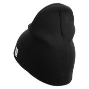 US Marine Corps Veteran Emblem Symbol Embroidered 8 Inch Short Beanie Made in USA - Black OSFM