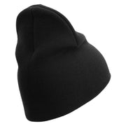 US Marine Corps Veteran Emblem Symbol Embroidered 8 Inch Short Beanie Made in USA - Black OSFM