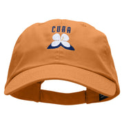 Cuba Flower Embroidered Low Profile Dyed Cotton Twill Cap - Peach OSFM