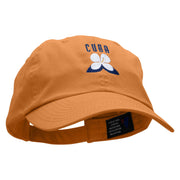 Cuba Flower Embroidered Low Profile Dyed Cotton Twill Cap - Peach OSFM