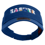 Colorful Easter Bunnies Embroidered Cotton Twill Sun Visor - Royal OSFM