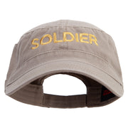 US Soldier Embroidered Garment Washed Adjustable Army Cap - Khaki OSFM