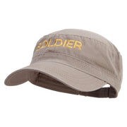 US Soldier Embroidered Garment Washed Adjustable Army Cap - Khaki OSFM