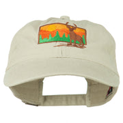 Deer Hunting Silhouette Embroidered Washed Cotton Cap