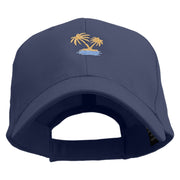 Summer Emblem with Palm Trees Embroidered Low Profile Organic Cotton Cap - Navy OSFM