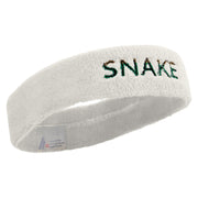 Two Tone Snake Text Embroidered Head Bands Terry - White OSFM