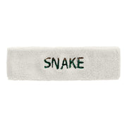 Two Tone Snake Text Embroidered Head Bands Terry - White OSFM