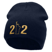 212 Embroidered 8 inch Acrylic Short Blank Beanie - Navy OSFM