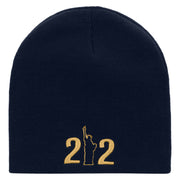 212 Embroidered 8 inch Acrylic Short Blank Beanie - Navy OSFM