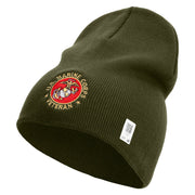 US Marine Corps Veteran Emblem Symbol Embroidered 8 Inch Short Beanie Made in USA - Olive OSFM