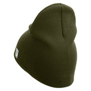 US Marine Corps Veteran Emblem Symbol Embroidered 8 Inch Short Beanie Made in USA - Olive OSFM