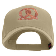 Food Pretzel Emoji Embroidered Solid Cotton Twill Low Profile Cap - Khaki OSFM