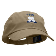 Cuba Flower Embroidered Low Profile Dyed Cotton Twill Cap - Khaki OSFM