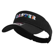 Colorful Easter Bunnies Embroidered Cotton Twill Sun Visor - Black OSFM