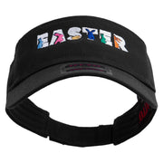 Colorful Easter Bunnies Embroidered Cotton Twill Sun Visor - Black OSFM