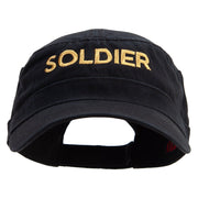 US Soldier Embroidered Garment Washed Adjustable Army Cap - Black OSFM