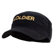 US Soldier Embroidered Garment Washed Adjustable Army Cap - Black OSFM