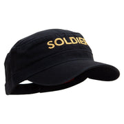 US Soldier Embroidered Garment Washed Adjustable Army Cap - Black OSFM