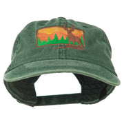 Deer Hunting Silhouette Embroidered Washed Cotton Cap