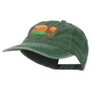 Deer Hunting Silhouette Embroidered Washed Cotton Cap