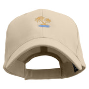 Summer Emblem with Palm Trees Embroidered Low Profile Organic Cotton Cap - Khaki OSFM