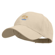 Summer Emblem with Palm Trees Embroidered Low Profile Organic Cotton Cap - Khaki OSFM