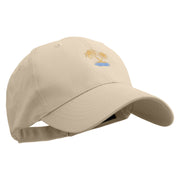 Summer Emblem with Palm Trees Embroidered Low Profile Organic Cotton Cap - Khaki OSFM