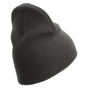 US Marine Corps Veteran Emblem Symbol Embroidered 8 Inch Short Beanie Made in USA - Charcoal OSFM