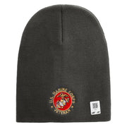 US Marine Corps Veteran Emblem Symbol Embroidered 8 Inch Short Beanie Made in USA - Charcoal OSFM