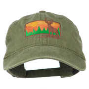 Deer Hunting Silhouette Embroidered Washed Cotton Cap