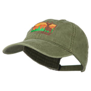 Deer Hunting Silhouette Embroidered Washed Cotton Cap