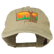 Deer Hunting Silhouette Embroidered Washed Cotton Cap