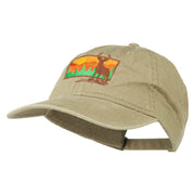 Deer Hunting Silhouette Embroidered Washed Cotton Cap