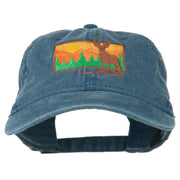 Deer Hunting Silhouette Embroidered Washed Cotton Cap