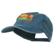 Deer Hunting Silhouette Embroidered Washed Cotton Cap