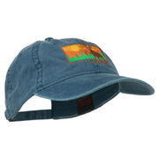 Deer Hunting Silhouette Embroidered Washed Cotton Cap