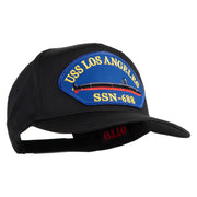 USS Los Angeles SSN 688 Blue Patched Solid Cotton Twill 5 Panel Prostyle Snap Cap - Black OSFM