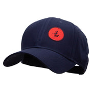 Round Chinese Emblem "Longevity" Patched Low Profile Cap - Navy OSFM