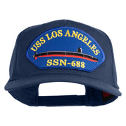 USS Los Angeles SSN 688 Blue Patched Solid Cotton Twill 5 Panel Prostyle Snap Cap - Navy OSFM