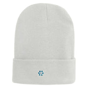 Rhinestud Hotfix Blue Flower Iron On Glue Patched 12 Inch Long Knitted Beanie