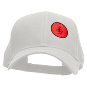 Round Chinese Emblem "Longevity" Patched Low Profile Cap - White OSFM