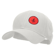 Round Chinese Emblem "Longevity" Patched Low Profile Cap - White OSFM