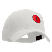 Round Chinese Emblem "Longevity" Patched Low Profile Cap - White OSFM