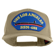 USS Los Angeles SSN 688 Blue Patched Solid Cotton Twill 5 Panel Prostyle Snap Cap - Khaki OSFM