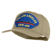 USS Los Angeles SSN 688 Blue Patched Solid Cotton Twill 5 Panel Prostyle Snap Cap - Khaki OSFM
